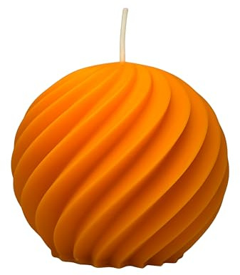 candlery. | Spiral Kugel Kerze | Rapswachs | Vegan&Handmade | Design-Kerzen | Made in Germany | Kerzenmanufaktur aus dem Münsterland (8x8,orange,1)