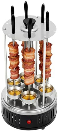 Barbecue électrique vertical, rôtissoire, barbecue électrique rotatif, barbecue à kebab, barbecue lectrique, avec 6 brochettes et bac récupérateur d'huile, modèle SW-6