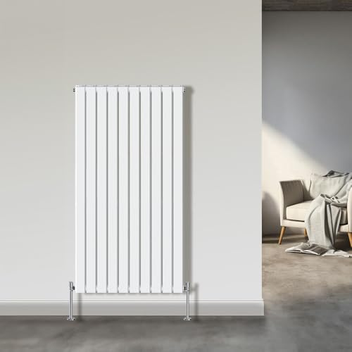 NRG 1600x680mm Vertical Radiator White Double Flat Panel Designer Radiator | Central Heating Rad, Tall Radiator, Mild Steel, Wall Mounted, Double Panel, for Bathroom, Kitchen, Hallway, Living Room