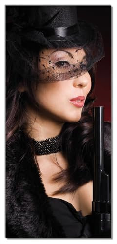 posterdepot Türtapete Türposter Lady in Black - Sexy Dame mit gefährlichem Charme - Größe 93 x 205 cm - Türaufkleber mit Kleister