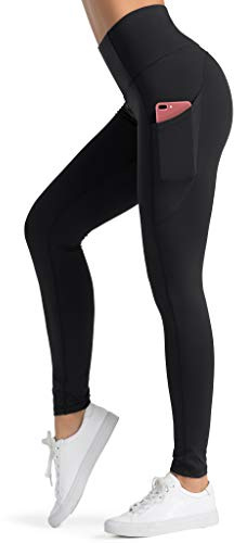 Dragon Fit High Waist Yoga Leggings with 3 Pockets,Tummy Control Workout Running 4 Way Stretch Yoga Pants Black