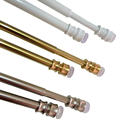 TENDAGGIMANIA Bacchette per tende a vetro 1 Coppia - Bastone tenda a pressione estensibile a finestra in alluminio - Colore Bianco - Spessore 8 MM - Misura: da 60 a 80 CM