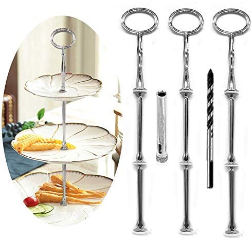 Anyasen etageren stangen Set Silber Etagere bausatz Etagere etagen etageren stäbe Etagere bausatz Stange für Etagere metallstangen für Etagere metallstangen für Etagere (Oval) (Silber, 3 Stück)