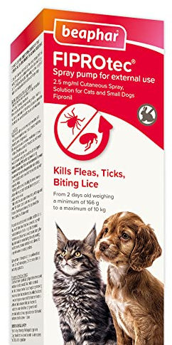 Beaphar - FIPROtec® Spray Pump - Kills Fleas, Ticks & Biting Lice - Suitable for Kittens & Puppies from 2 days old (up to 10kg) - Vet Strength Treatment - 100ml