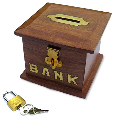 Purity Small Wooden Piggy Bank Money Box With Lock