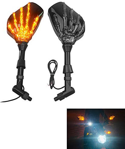 Motorrad Seitenspiegel für Streetbike Motorräder Rückspiegel mit LED Demon Light für V-Star XVS 650 950 1100