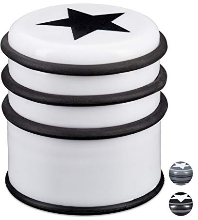 Relaxdays 1 x Türstopper für den Boden, Türpuffer für Fenster & schwere Türen, groß & mit Stern, Bodenstopper, 8 cm hoch, weiß