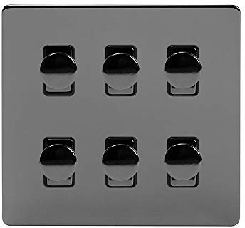 Soho Lighting Black Nickel 6 Gang 2 Way Intelligent Trailing Dimmer Light Switch Screwless