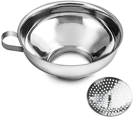 Entonnoir à large ouverture avec passoire, entonnoirs de cuisine en acier inoxydable pour bocaux Mason larges et ordinaires, ensemble de grands entonnoirs de 14 cm