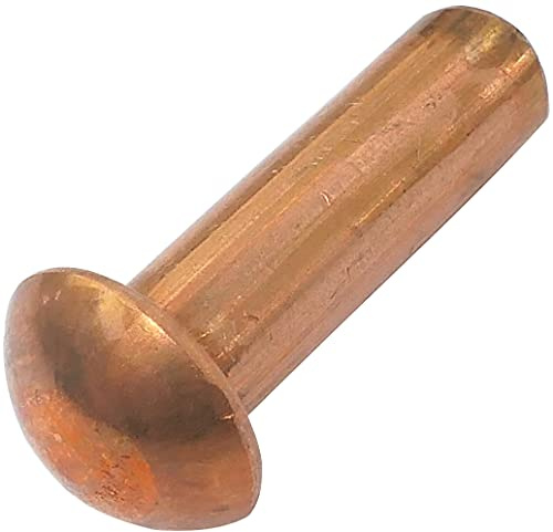 AERZETIX - C48038 - Satz von 10 Nieten aus kupfer - kupfernieten Ø5x16mm mit halbrundkopf - halbrundnieten - halbrundkopfniete - vollniet - DIN 660 - montage von teilen aus metall