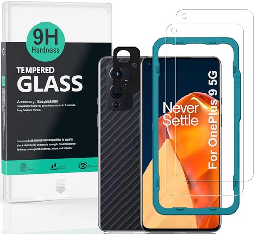Ibywind Schutzfolie kompatibel mit OnePlus 9,mit Kamera Schutzfolie(Schwarz), Carbon Fiber Skin für die Rückseite, Inklusive Easy Install Kit (Zentrierrahmen)