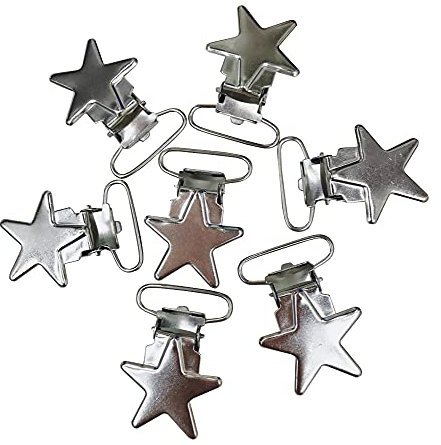 JIHUOO 15 Stück Metall Star Schnuller Clips Hosenträger Clips Schnullerband Halter Bib Clip Straps Schnalle
