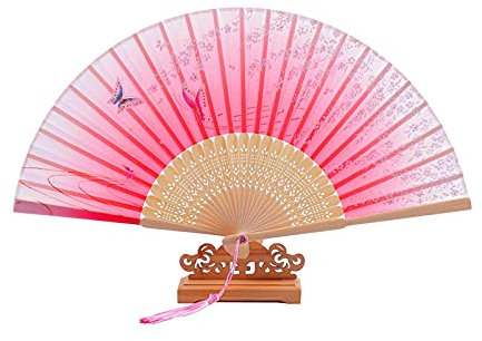 DUO ER Ventilateur de Soie Ventilateur de Cerisier Japonais Ventilateur de Cerise Ventilateur à la Main Décoration Ornements Ornements Mariage Party Dance Accessoires