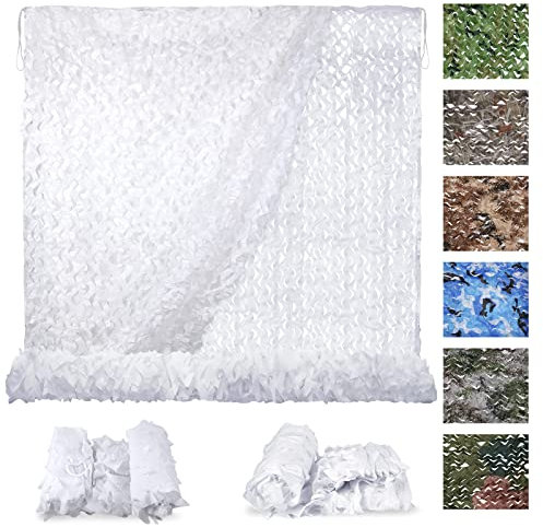 Sposuit Tarnnetz Sonnenschutz Camouflage Netz 3x3M Weiß, Kann für Jagd, Waldlandschaft Dekorieren und Camping im Freien