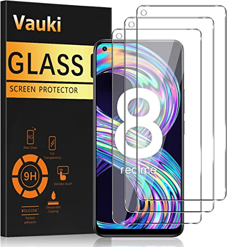 Vauki 3 Unidades Protector Pantalla para Realme 8 4G/Realme 8 Pro Cristal Templado 9H Dureza Ultra HD Resistent Antiarañazos Antihuellas Sin Burbujas Transparent Vidrio 6,4