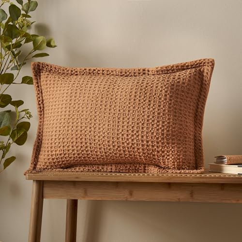 Pineapple Elephant Jaipur Kissen aus Baumwolle, Waffelmuster, 30 x 50 cm, Karamell