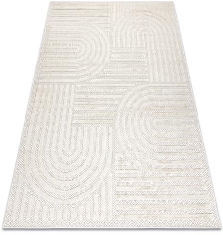 rugsx Teppich Santo SISAL innen & außen, flach gewebt, für Zimmer, Küche, Terrasse und Balkon, 0989 geometrisch weiß 80x150 cm