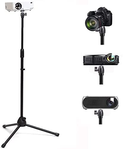 Upgrade Mini Projector Tripod Stand, Adjustable 29-57 inches Floor Stand Holder with Upgrade 360°Swivel Ball Head for Webcam,Small Camera,Tray,Mini Projector