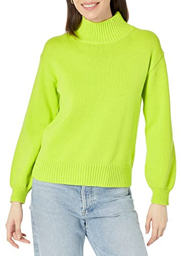 Amazon Essentials Women's Pull-Over Cotton Jumpers, Funnel-Neck, Available in Plus Size, Lime Green, 6XL Plus