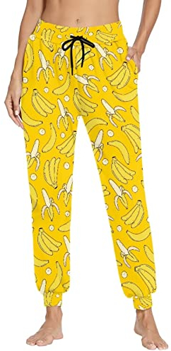 Binienty Aktive Hose für Erwachsene für Männer und Frauen, Jogginghose mit Taschen, athletisch, lässig, aktive Kleidung, banane, 31-35