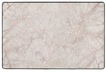 DMORJ Rose Gold Marble Flannel Non Slip Floor Mat :: Living Room Office Coffee Table Absorbent Soft Touch Fine Fluff 72X48 Thick