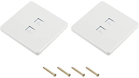 PATIKIL Ethernet Socket Dual Port RJ45 CAT6 Wall Plate White for Ethernet Cable Networking Socket Box Pack of 2