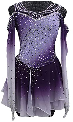 JRUIA Professionelles Eiskunstlauf Wettkampfkleid Trikot Für Rhythmische Gymnastik Aktive Kleidung Rollschuh Kleid Handgefertigt Gradient Eislaufen Kostüm Mit Strass