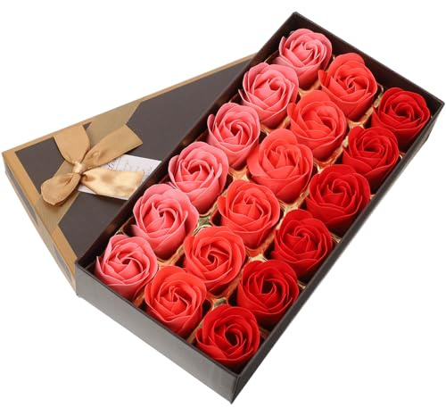 minkissy 18Pcs Rose Soap Artificiales Para Preserved Rose Floral Scented Soap Bouquet for Women Valentine'S Day Birthday Wedding (Red)