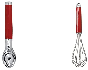 KitchenAid Eiscremelöffel, Portionierer ist spülmaschinenfest – Empire Rot & Schneebesen, manueller Schaumschläger aus Edelstahl – Empire Rot