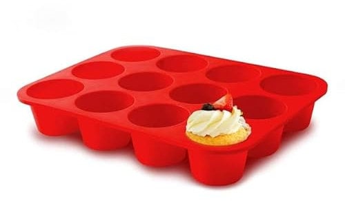 ONE BEST DEAL 12 Cup Non Stick Baking Tray | Large Muffin Cupcake Yorkshire Pudding Silicone Tray for Baking | Creating Wholesome Goodness for Cupcakes, Pudding Mould and Brownies