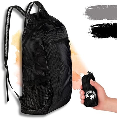 Backpacker's Journey faltbarer Rucksack ultraleicht (nur 90g), leichter Rucksack faltbar. Ultraleichter Faltrucksack, Tagesrucksack für Backpacking und Reisen aller Art.