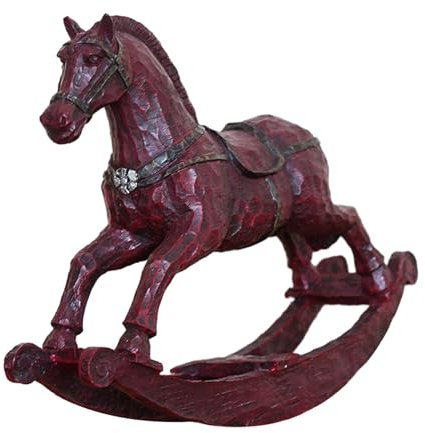 JISADER Schaukelpferd Statue Dekor Desktop Ornament Pferd Figur Skulptur für Bücherregal, Rot