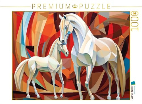CALVENDO Puzzle Zwei weiße Pferde | 1000 Teile Lege-Größe 64 x 48 cm Foto-Puzzle für glückliche Stunden