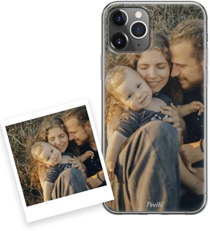 P Pevita iPhone 11 Pro Hülle personalisiert mit Foto. Handyhülle aus Silikon selbst gestalten iPhone 11 Pro. Geschenke personalisiert für Frauen, Mann, Kinder,Valentinstag, Weihnachten