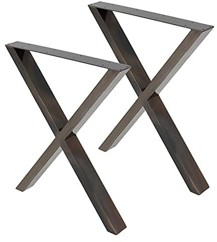 ECD Germany 2X Tischbeine Kreuz X-Form X-Design 60x73 cm, Dunkelgrau, pulverbeschichteter Stahl, Industriedesign, Metall Tischkufen Tischuntergestell Tischgestell Möbelfüße, für Esstisch Schreibtisch