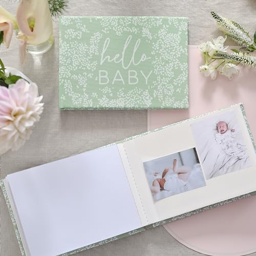 Ginger Ray Stoff-Fotoalbum „Hello Baby“ mit 24 Seiten selbstklebendem Foto und leeren Seiten als Geschenk zur Babyparty