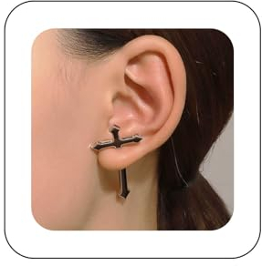 Yheakne Vintage Kreuz Piercing Ohrringe Schwarzes Kreuz Ohrringe Übertriebenes Kreuz Piercing Ohrringe Punk Lange Schwert Ohrringe Schmuck Für Frauen Und Mädchen