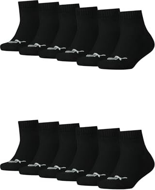 PUMA KIDS Quarter Socken Sneaker Gr. 27-38 für Mädchen und Jungen 12 Paar, Farbe:200 - black, Socken & Strümpfe:27-30