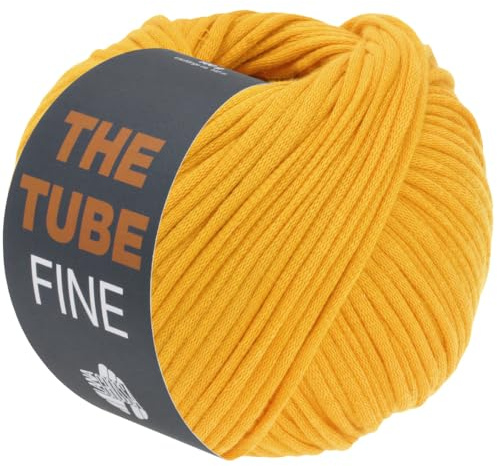 LANA GROSSA The Tube Fine | Dünnes, gefülltes Baumwollschlauchbändchen - ideal für Dekoartikel & Taschen | Handstrickgarn aus Baumwolle & Polyamid | 100g Wolle zum Stricken & Häkeln | 140m Garn FB117