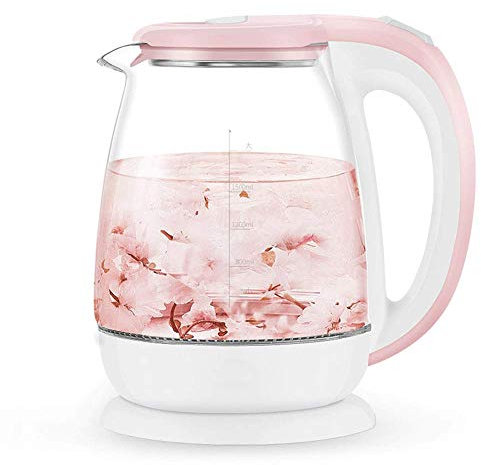 LYUXIANG Electric Kettle,1.8L Illuminating Electric Glass Kettle -1500W Fast Boil Tea Filter Kettle, Cordless Portable Heater, Boil-Dry Protection and Auto Shut-Off, Bpa Free/Pink