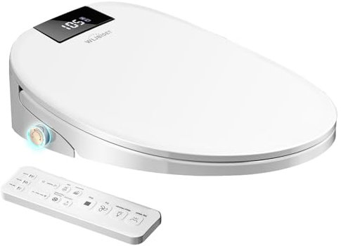 WLJBIDET - Bidet intelligente per WC allungato, bidet elettronico riscaldato con essiccatore ad aria calda regolabile, bidet illimitato, acqua calda, luce notturna, sedile WC e coperchio di chiusura