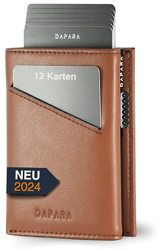 DAPARA Geldbörse Herren | Slim Wallet mit Münzfach & RFID-Schutz | Portmonee Männer | Kartenetui für 12 Karten | Smart Wallet for Men | Karten Geldbeutel | Portemonnaie | Coffee
