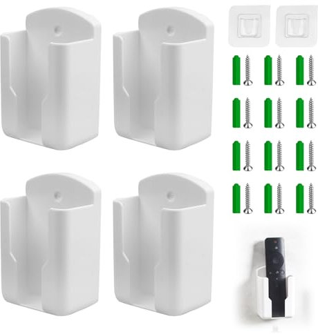 Supports Muraux pour Télécommandes, Lot de 2 avec Adhésif et Vis, Pratique pour Climatisation et TV, Taille Intérieure : 63 mm x 30 mm x 100 mm (L x l x H) (2) (4)