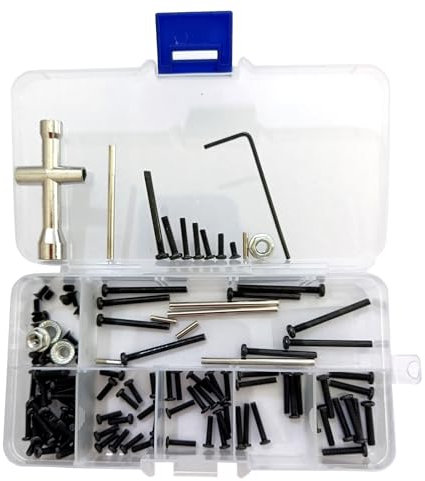 RC Car Screw Box Kit Repair Tool Accessory Screws Assortment Set Hardware Fasteners Compatible with Hyper Go H16BM H16DR H16 MJX 16207 16208 16209 16210 1/16 Scale RC Upgrade Parts