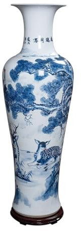 RKVXCJHDR Fontaine Vase en céramique peint à la main Décoration de la maison Décoration florale chinoise Ornements Grand vase posé au sol Fontaines Lndoor (A: 36 x 100 cm)