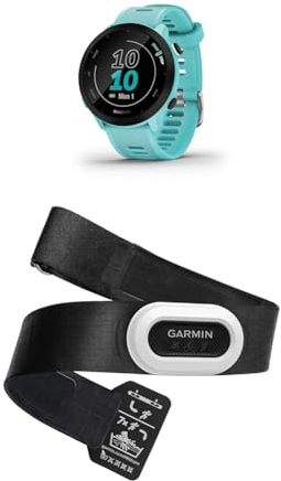 Garmin Forerunner 55 – GPS-Laufuhr mit 1,04“ Always-On-Farbdisplay & Premium Brustgurt zur Aufzeichnung von Herzfrequenz