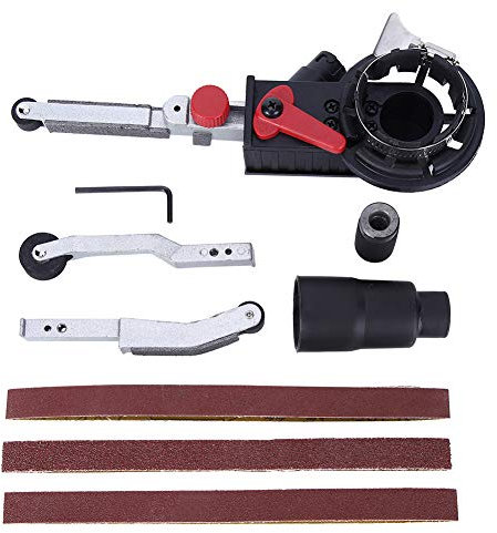 Mavaol Aluminum Alloy Belt Sander Attachment for Angle Grinder, 3 Working Arms, Fits 10mm Spindle, Black
