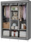 LONENESSL Canvas Kleiderschrank, 128 x 45 x 170 cm Schrank Kleiderschrank für Schlafzimmer, tragbarer Stoffkleiderschrank mit 2 Kleiderstangen und 6 Aufbewahrungsfächern, Stoff Faltbarer