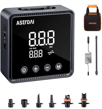 AstroAI P2 Paddle Board Pump 20PSI 12V DC Car Connector Portable,SUP Pump for Paddleboard, Air Pump with Auto-Off, Deflation Function for Paddle Board, Kayaks and Boats