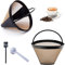 Reusable Coffee Filter, Pack of 2 Gold Tone Filters Size 4, Stainless Steel Permanent Filter with Handle, Brush and Spoon, Washable Mesh Basket for Ninja CFP Series Coffee Machines